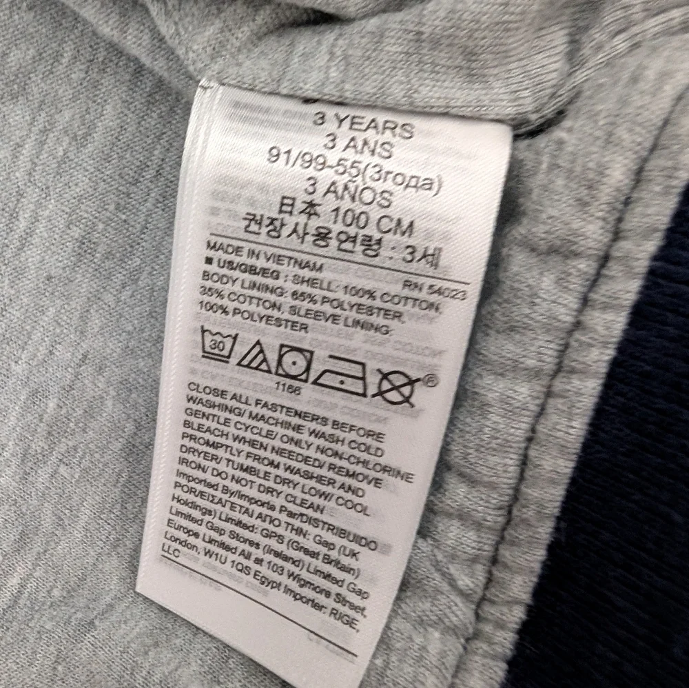 GAP Blue and White Bomber Jacket with Ribbed Trim